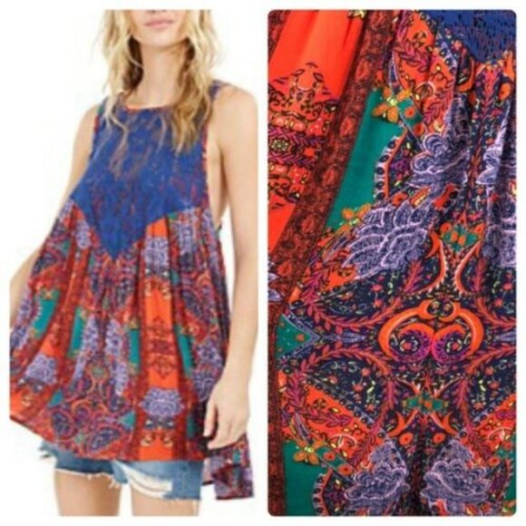 Free People Count Me In Trapeze Hot Red Combo S - Picture 5 of 9